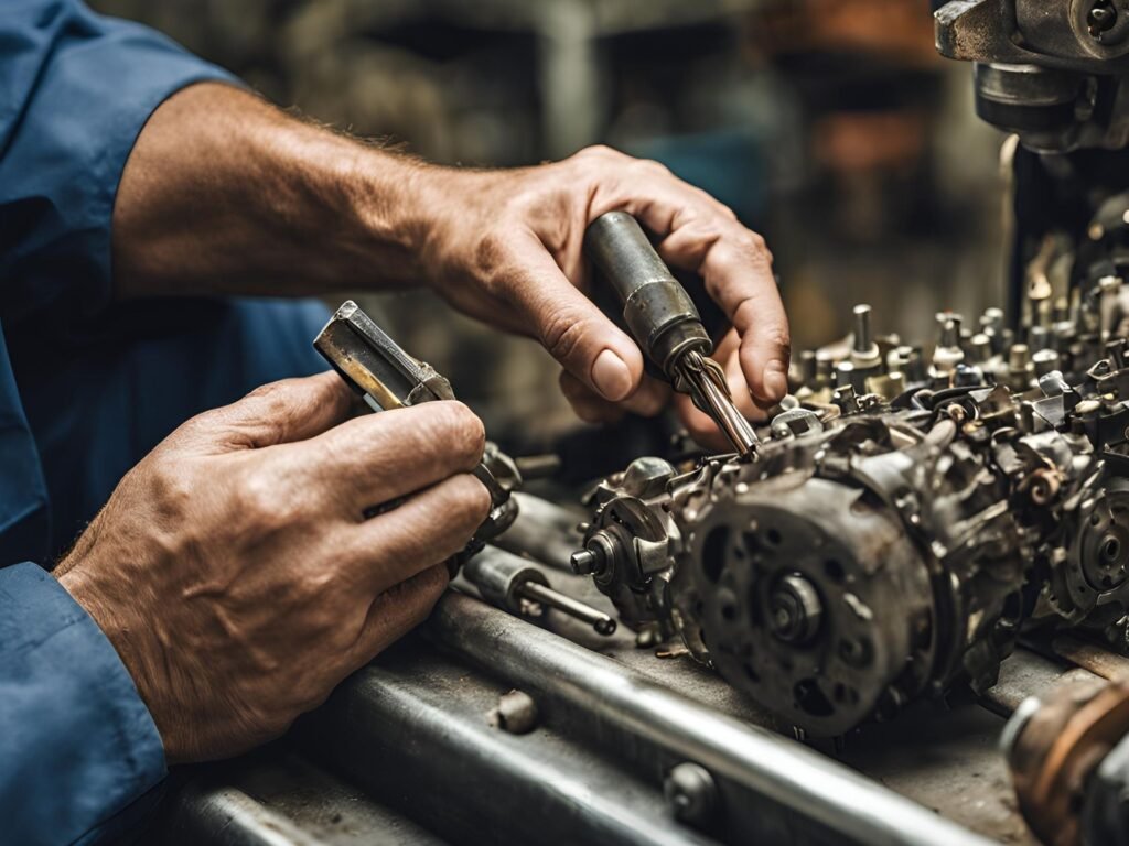 Repairing and Replacing Motor Brushes
1. A man diligently repairs a motorcycle engine, showcasing his technical skills and focus on the task at hand.2. A focused man is engaged in repairing a motorcycle engine, highlighting his expertise and dedication to the craft.3. A man works intently on a motorcycle engine, demonstrating his mechanical skills and commitment to maintenance.